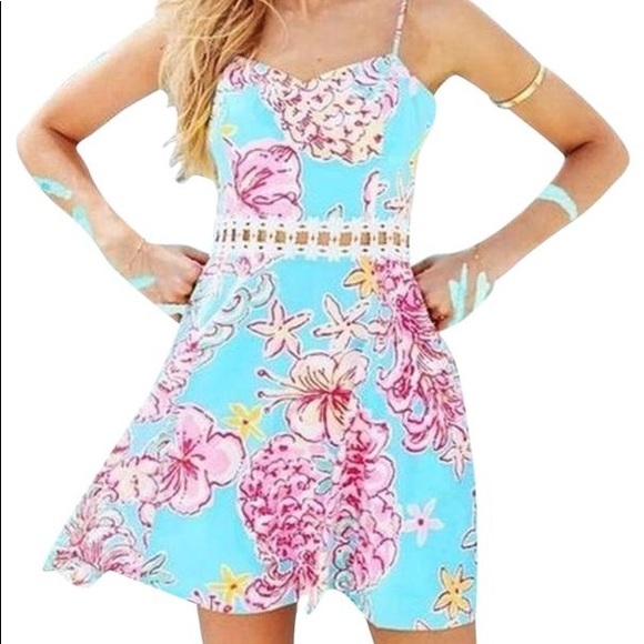 Lilly Pulitzer Dresses & Skirts - Lilly Pulitzer Blue Pink Floral Sundress